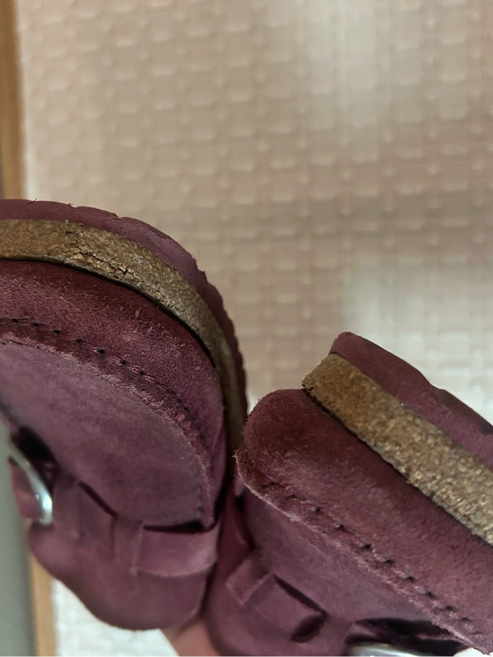 Birkenstock Buckley Clogs Size 38 Maroon Suede - Picture 7 of 7